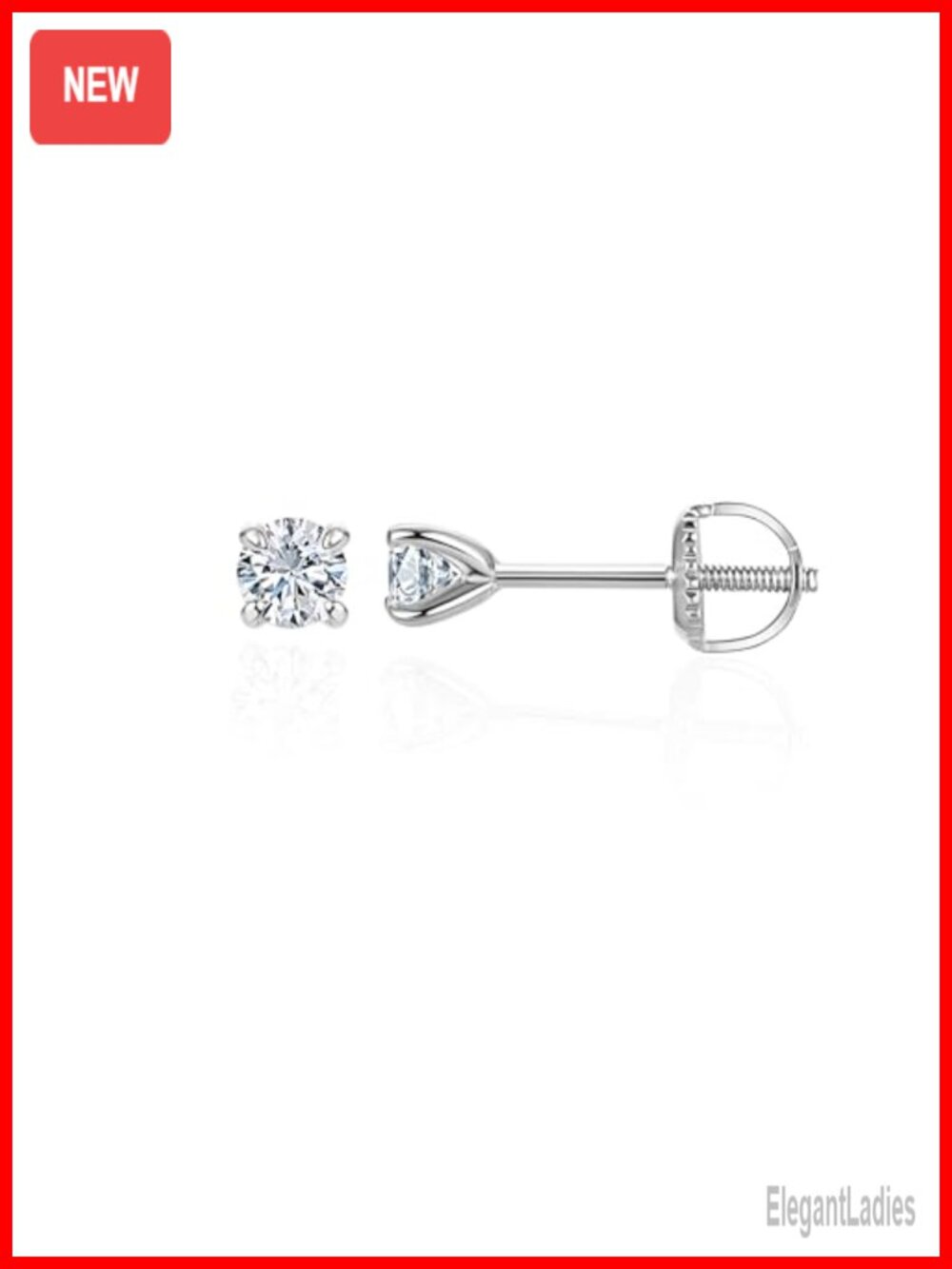Lab Grown Diamond Stud Earrings Hypoallergenic 925 Sterling Silver Screw Back